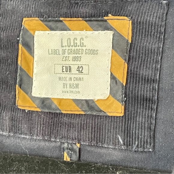 VTG H&M LABEL OF GRADED GOODS Darkest Navy Corduroy 3-Button Blazer, EUR 42 - Picture 8 of 12